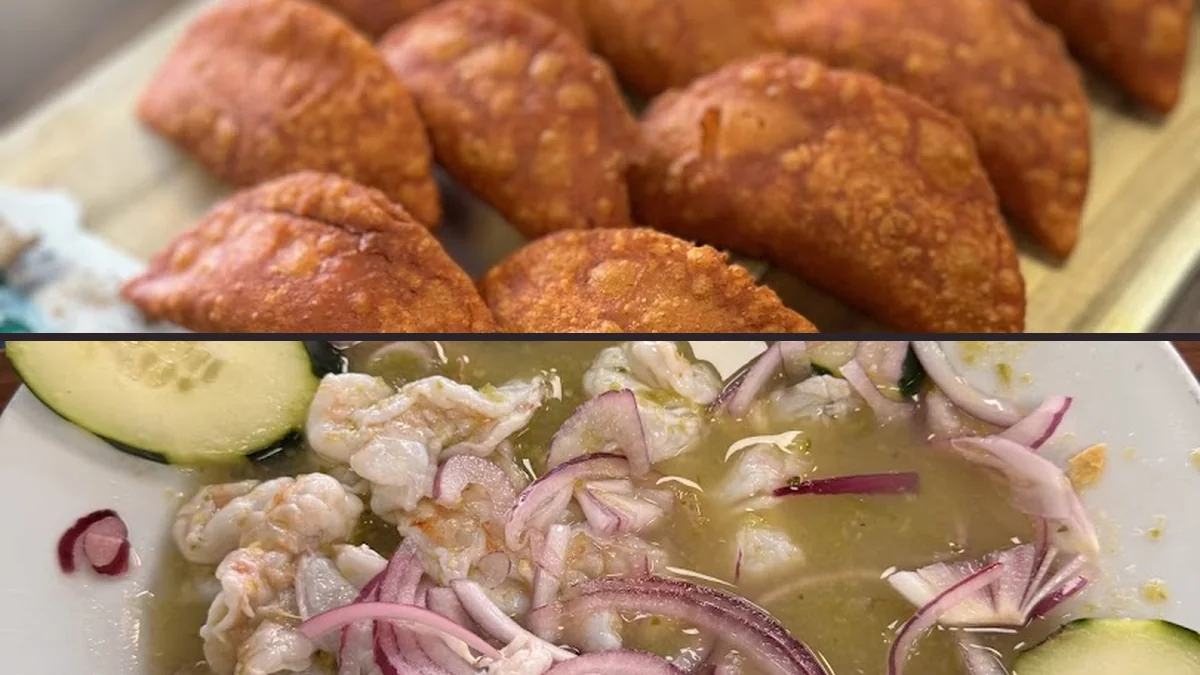 A spread of tacos and shrimp dishes.